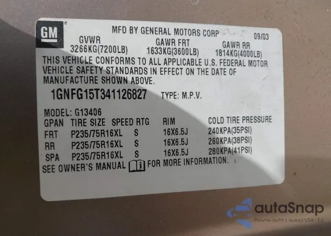 2004 Chevrolet Express from USA, damaged, VIN 1GNFG15T341126827